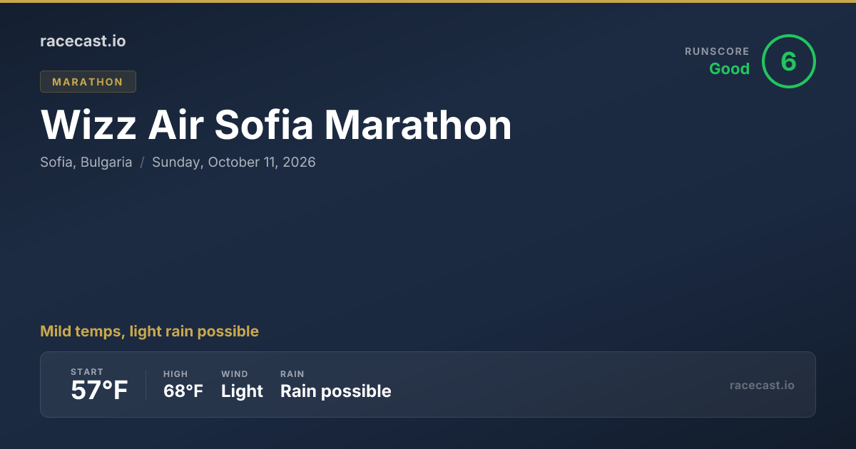 2026 Wizz Air Sofia Marathon Weather Forecast & Course Map | racecast.io